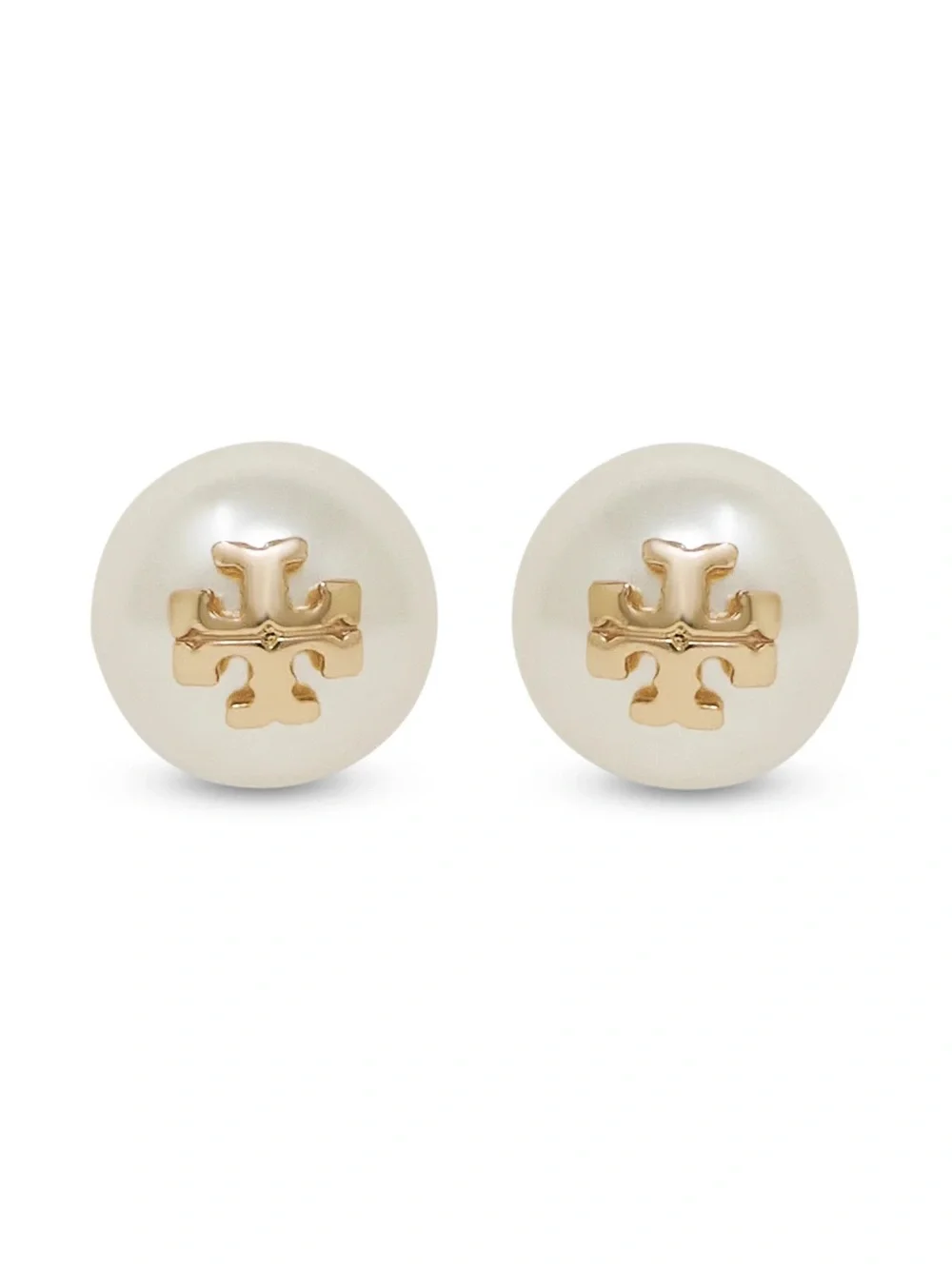 NWOT Tory Burch Moondance Pearl Logo Stud Earring